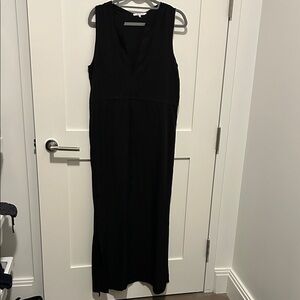 Emerson Fry Elegant Black Sleeveless Maxi Dress with cinch tie at waist